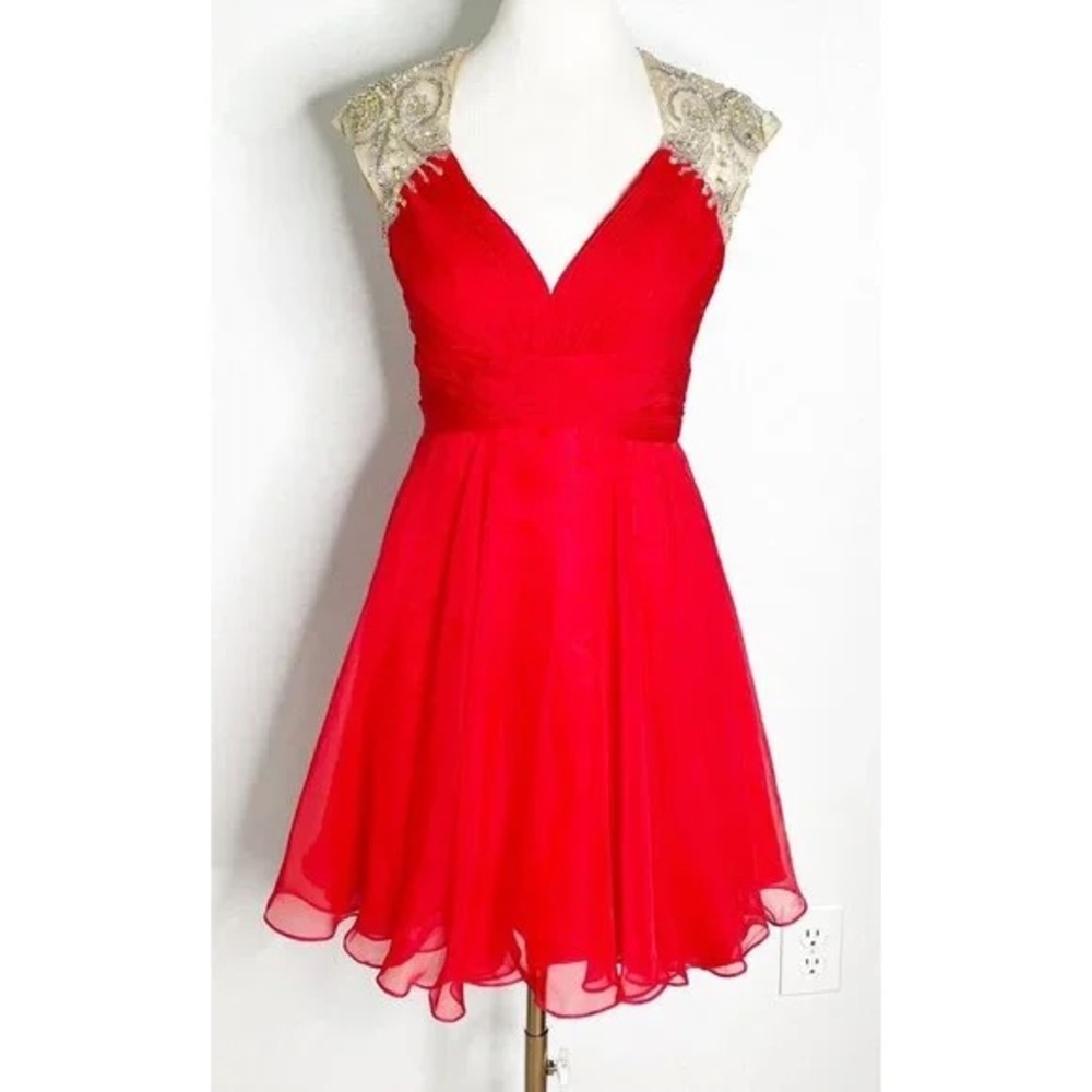 Mac Duggal Red Flare Dress